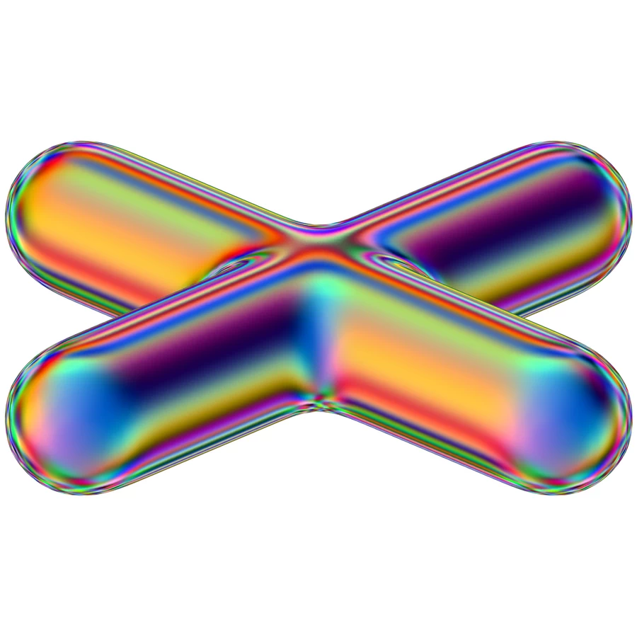 潮流酸性全息金属镭射机能彩虹3D立体几何图形png免抠图片素材【085】
